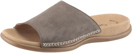 Pantolette Gr. 40 (6,5), grau (taupe) Damen Schuhe Keilabsatz, Sommerschuh, Schlappen in schlichter Form