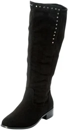 Weitschaftstiefel Groe Gren Gr. 42, XL-Schaft, schwarz Damen Schuhe mit Zierschnallen und Nieten