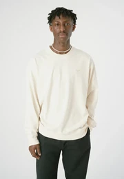 Strickpullover Ligull Boxy Light , Herren, Gr. L, beige (natur), 100% Baumwolle, bestickt, casual, normal, Rundhals, Langarm, Pullover, mit lockerem Schnitt