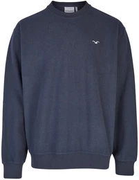 Strickpullover Cozy Crew , Herren, Gr. L, blau (dunkelblau), 50% Baumwolle, 50% Polyester, bestickt, casual, normal, Rundhals, Langarm, Pullover, im lockeren Schnitt