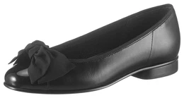 Ballerina Gr. 42, schwarz Damen Schuhe Flats, Kitten Heel, Festliche mit aufwendiger Schleife