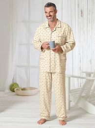 Schlafanzug KINGS CLUB Gr. 60/62, beige, Herren, 100% Baumwolle, Homewear-Sets