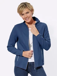 Shirtjacke CASUAL LOOKS Shirtjacke Gr. 50, blau (jeansblau), Damen, 100% Baumwolle, unifarben, Shirts