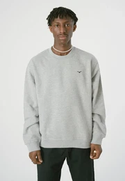 Sweatshirt Ligull Boxy , Herren, Gr. XL, grau (hellgrau), 100% Baumwolle, bestickt, casual, Rundhals, Sweatshirts, mit kleiner Mwenstickerei