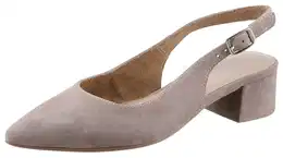Slingpumps Gr. 38, grau (taupe) Damen Schuhe Abendschuh, Sommerschuh, Blockabsatz, mit verstellbarem Riemchen