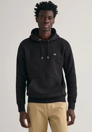Hoodie REG SHIELD HOODIE , Herren, Gr. XXXL, schwarz, Sweatware, Obermaterial: 80% Baumwolle, 20% Polyester, unifarben, casual, regular fit hftlang, Langarm elastischer Bund, Sweatshirts, mit Logostickerei auf der Brust
