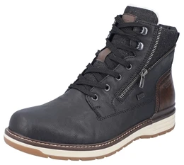 Winterboots , Herren, Gr. 44, schwarz (schwarz, dunkelbraun), Lederimitat, Textil, sportlich, Schuhe, mit wasserabweisender riekerTEX-Membran, Topseller
