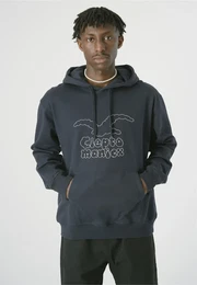 Kapuzensweatshirt Clouds , Herren, Gr. M, blau (dunkelblau), 100% Baumwolle, bedruckt, casual, normal, ohne Ausschnitt, Langarm, Sweatshirts, mit lockerem Schnitt