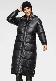 Steppmantel Wintermrchen Gr. 46, schwarz (black (jacke aus nachhaltigem material)) Damen Mntel in extra langer Form mit schimmerndem Glanz