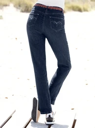 5-Pocket-Jeans CASUAL LOOKS Gr. 80, Langgren, blau (dunkelblau), Damen, 78% Baumwolle, 20% Polyester, 2% Elasthan, unifarben, Jeans
