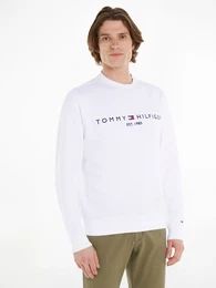 Sweatshirt TOMMY LOGO SWEATSHIRT , Herren, Gr. XXL (56), wei, Sweatware, Obermaterial: 70% Baumwolle, 30% Polyester, unifarben, bestickt, casual, normal hftbedeckend, Rundhals, Langarm eingesetzt Rippbndchen, Sweatshirts, mit klassi