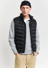 Steppweste LIGHT GILET , Herren, Gr. L, schwarz, Web, Obermaterial: 100% Polyester, unifarben, casual, normal hftlang, Westen, im Streifen-Stepp-Look