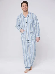 Schlafanzug KINGS CLUB Gr. 56/58, blau (blau, gestreift) Herren Homewear-Sets