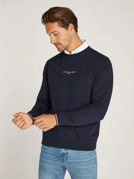 Sweatshirt TOMMY LOGO TIPPED CREWNECK , Herren, Gr. XL, blau (desert sky), Sweatware, Obermaterial: 63% Baumwolle, 37% Polyester, bedruckt, unifarben, kontrastfarbene Details, casual, regular fit hftbedeckend, Langarm Rippbndchen kont