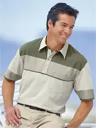 Poloshirt Poloshirt Gr. 64/66, grn (beige, oliv), Herren, 100% Baumwolle, gemustert, gestreift, mehrfarbig, Shirts