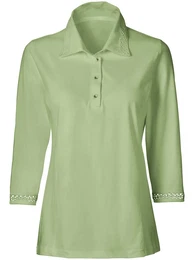 Poloshirt CLASSIC Shirt Gr. 52, grn (lindgrn), Damen, 50% Baumwolle, 50% Modal, unifarben, Shirts