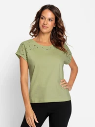 Rundhalsshirt INSPIRATIONEN Shirt Gr. 52, grn (lindgrn) Damen, Shirts