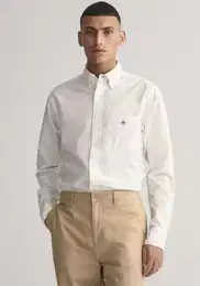Businesshemd REG OXFORD SHIRT , Herren, Gr. L, N-Gr, wei, Web, Obermaterial: 100% Baumwolle, unifarben, casual, regular fit hftlang, hoch geschlossener Ausschnitt, Langarm Manschette, Hemden, Oxford Hemd Regular Fit