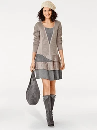Strickkleid Jersey-Kleid Gr. 48, Normalgren, grau (taupe) Damen Kleider