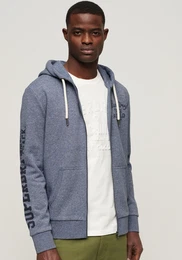 Kapuzensweatjacke ATHLETIC COLL GRAPHIC ZIPHOOD , Herren, Gr. M, blau (tois blau grit), Sweatware, Obermaterial: 60% Baumwolle, 40% Polyester, unifarben, modisch, relaxed fit, Langarm, Sweatjacken