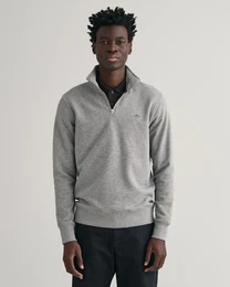 Sweatshirt REG SHIELD HALF ZIP SWEAT Gr. 4XL, grau (grey melange) Herren Sweatshirts mit Logostickerei auf der Brust