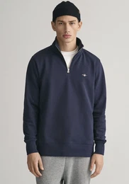 Sweatshirt REG SHIELD HALF ZIP SWEAT , Herren, Gr. 4XL, blau (evening blau), Sweatware, Obermaterial: 87% Baumwolle, 13% Polyester, unifarben, casual, regular fit hftlang, hoch geschlossener Ausschnitt, Langarm elastischer Bund, Sweatshirts, mit