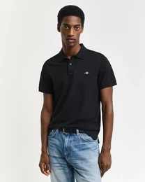 Poloshirt REG SHIELD SS PIQUE POLO , Herren, Gr. XXL, schwarz, Jersey, Obermaterial: 100% Baumwolle, unifarben, casual, regular fit hftlang, hoch geschlossener Ausschnitt, Kurzarm Bndchen, Shirts, mit Logo und Flachstrickkragen 100% Baumwolle P