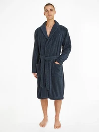 Bademantel Gr. S, blau (navy), S (48), Baumwoll-Webfrottier, UNDERWEAR, Hausmntel, mit aufgesetzten Taschen