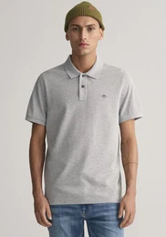 Poloshirt REG SHIELD SS PIQUE POLO , Herren, Gr. M, grau, Jersey, Obermaterial: 100% Baumwolle, meliert, casual, regular fit hftlang, hoch geschlossener Ausschnitt, Kurzarm Bndchen, Shirts, mit Logo und Flachstrickkragen 100% Baumwolle Pique