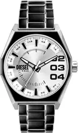 Quarzuhr SCRAPER, DZ2195 , schwarz (schwarz, silberfarben), Armbanduhren, Herren, Armbanduhr, Herrenuhr, Edelstahlarmband