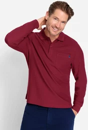 Poloshirt CATAMARAN Langarm-Shirt Gr. 56/58, rot (dunkelrot), Herren, 60% Baumwolle, 40% Polyester, unifarben, Shirts