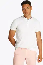 Poloshirt MAO RWB TIPPED SLIM POLO , Herren, Gr. M, wei, Jersey, Obermaterial: 96% Baumwolle, 4% Elasthan, casual, slim fit, Kurzarm, Shirts