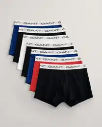 Boxershorts TRUNK 7-PACK , Herren, Gr. M, bunt (blau, wei, schwarz, rot), Jersey, Obermaterial: 95% Baumwolle, 5% Elasthan, bequem, Unterhosen, mit elastischem Logobund