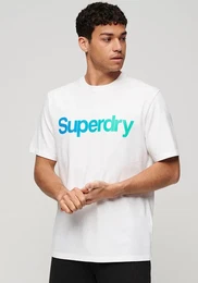 T-Shirt CORE LOGO LOOSE TEE , Herren, Gr. XL, wei (brilliant wei), Jersey, Obermaterial: 100% Baumwolle, unifarben, modisch, relaxed fit, Rundhals, Kurzarm, Shirts