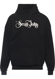 Kapuzensweatshirt Herren JM233-004-2 SJ Retro Logo Peached Hoodie , Herren, Gr. M, schwarz, 80% Baumwolle, 20% Polyester, Langarm, Sweatshirts