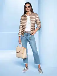 Steppjacke Gr. 38, beige Damen Jacken