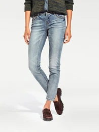 Rhrenjeans Gr. 25, Kurzgren, blau (bleached) Damen Jeans