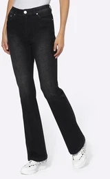 Bootcut-Jeans Gr. 21, Kurzgren, schwarz (black denim) Damen Jeans