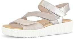 Keilsandalette Gr. 42, beige (beige kombiniert) Damen Schuhe Sommerschuh, Sandale, Keilabsatz, mit regulierbaren Klettriemchen