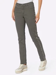 Bequeme Jeans Gr. 50, Normalgren, grn (khaki) Damen Jeans