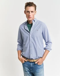 Langarmhemd REG POPLIN BANKER SHIRT , Herren, Gr. L, N-Gr, blau (college blau), Web, Obermaterial: 100% Baumwolle, casual, Langarm, Hemden, Banker Stripe Popeline, leichte Baumwolle