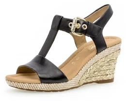 Keilsandalette MILANO Gr. 40, schwarz Damen Schuhe Sommerschuh, Sandale, Keilabsatz, mit Bastbezug, Weite G