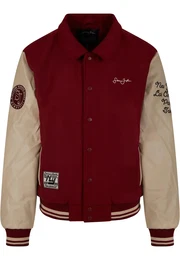 Collegejacke Herren , Herren, Gr. M, rot (schwarz, rot, light beige), 80% Baumwolle, 20% Polyester, mehrfarbig, casual, normal, amerikanischer Ausschnitt, Langarm, Jacken