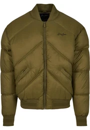 Bomberjacke Herren JM233-015-1 SJ Script Logo Bomber Puffer Jacket , Herren, Gr. XS, grn (olive), 100% Polyester, unifarben, casual, normal, V-Ausschnitt, Langarm, Jacken