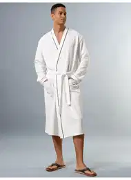 Bademantel Bademantel mit praktischem Grtel zum Binden Gr. XXL, wei, XXL, Baumwolle, Hausmntel