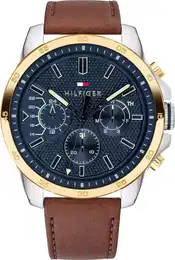 Multifunktionsuhr CASUAL, 1791561 , braun, Armbanduhren, Herren, Quarzuhr, Armbanduhr, Herrenuhr, Datum, Lederarmband