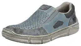 Slipper , Herren, Gr. 40, blau (blau, grau), Leder, sportlich, Schuhe, Halbschuh, Freizeitschuh mit seitlichem Gummizug fr guten Sitz