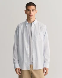 Langarmhemd REG POPLIN STRIPE SHIRT , Herren, Gr. L, N-Gr, blau (light blau), Web, Obermaterial: 100% Baumwolle, casual, regular fit, Langarm, Hemden
