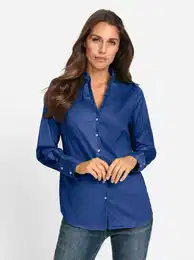 Langarmbluse Gr. 48, blau (royalblau) Damen Blusen