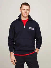Sweatshirt HILFIGER TRACK GRAPHIC HALF ZIP Gr. XXL, blau (desert sky) Herren Sweatshirts